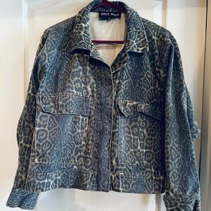 White Birch Leopard Print Jean Jacket